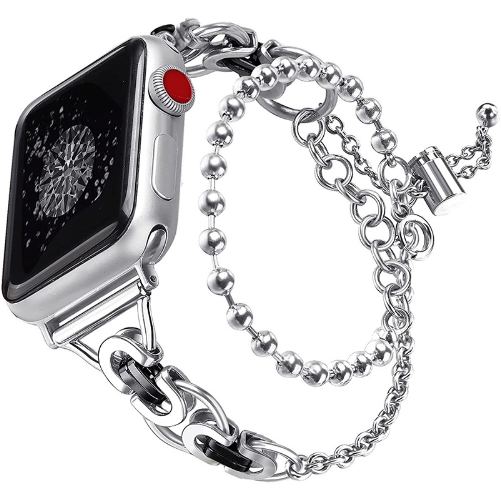 Bracelet acier avec perles Apple Watch 41mm Series 7, argent
