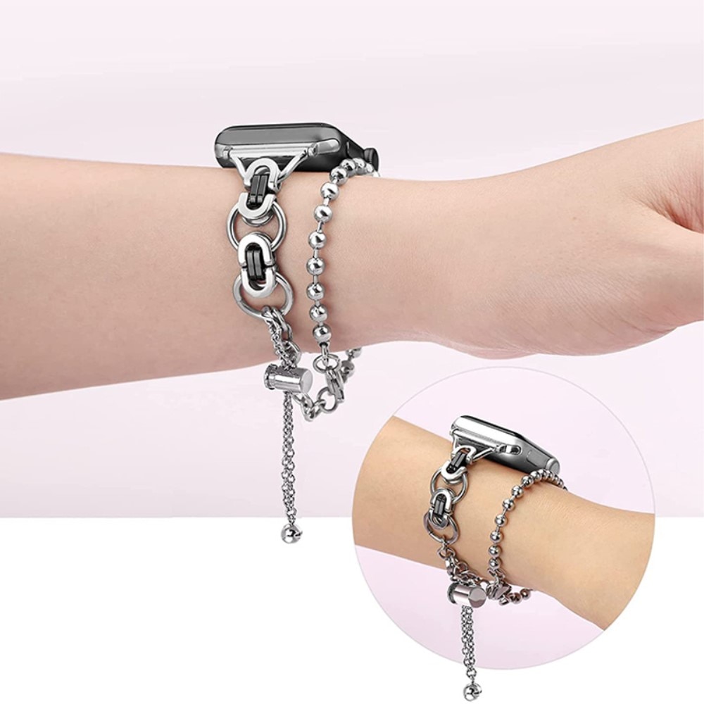 Bracelet acier avec perles Apple Watch 41mm Series 7, argent