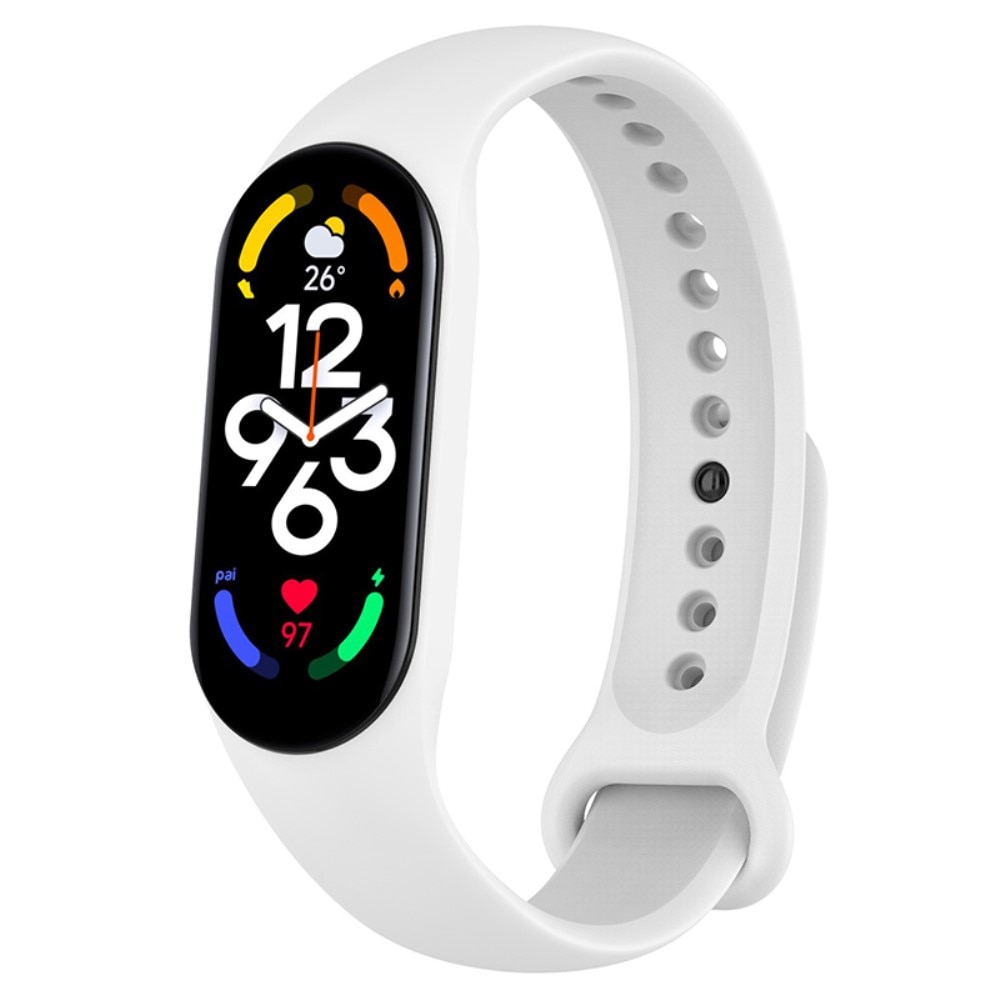 Bracelet en silicone pour Xiaomi Mi Band 7, blanc