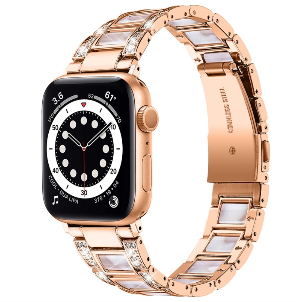 Bracelet Diamant Apple Watch 45mm Series 8 Rosegold Pearl