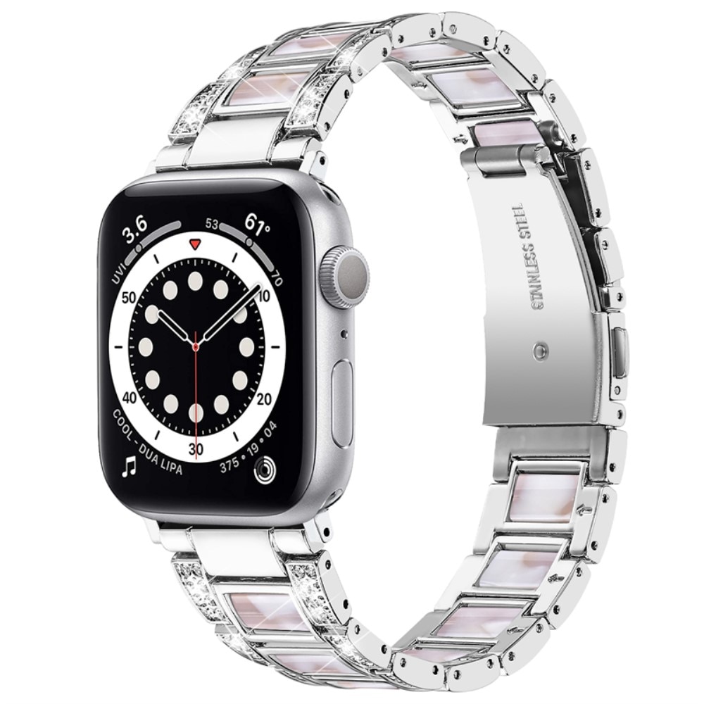 Bracelet Diamant Apple Watch 41mm Series 8 Silver Pearl