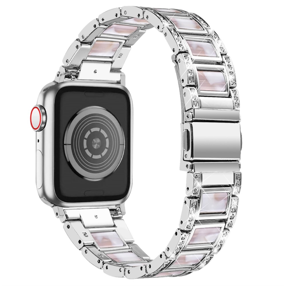 Bracelet Diamant Apple Watch 41mm Series 8 Silver Pearl