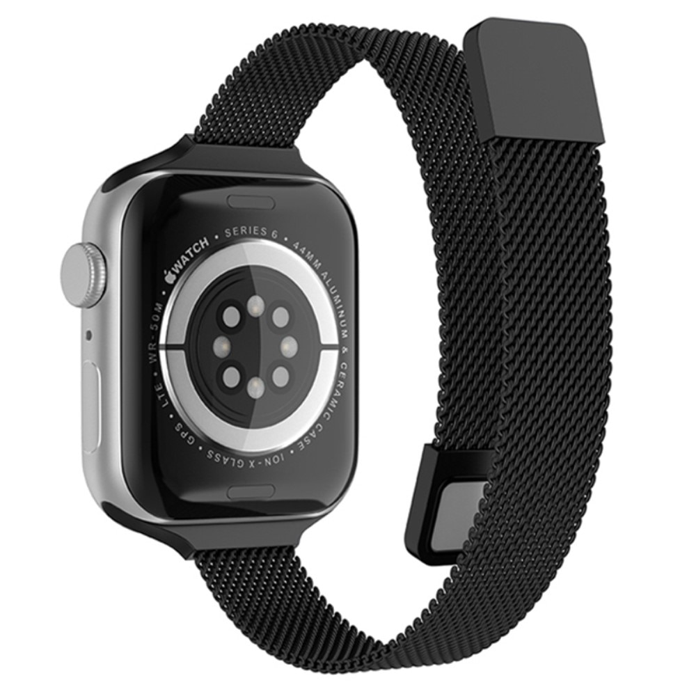 Bracelet milanais fin Apple Watch Ultra 49mm, noir