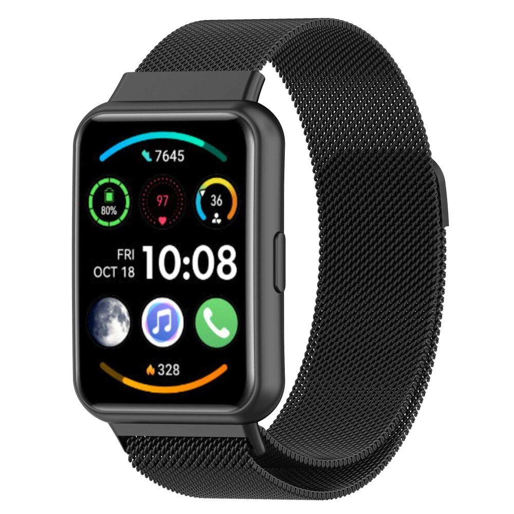 Bracelet milanais pour Huawei Watch Fit 2, noir