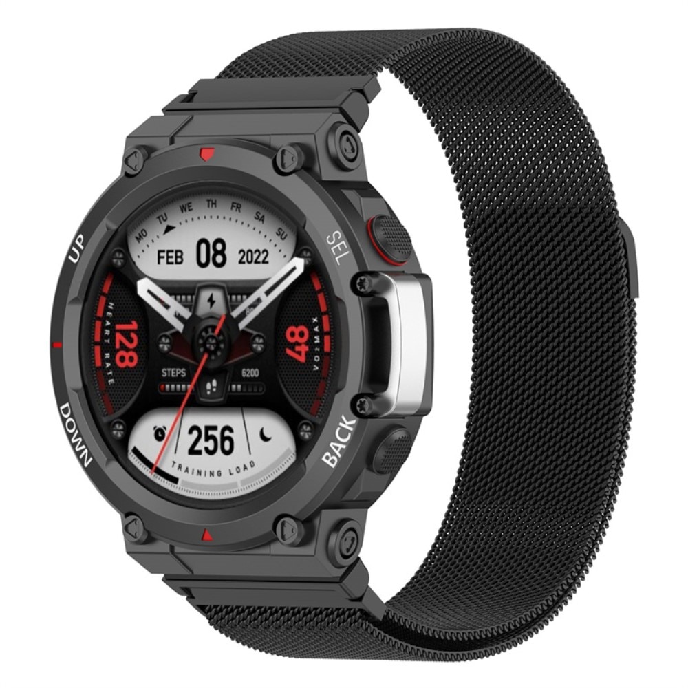 Bracelet milanais pour Amazfit T-Rex 2, noir