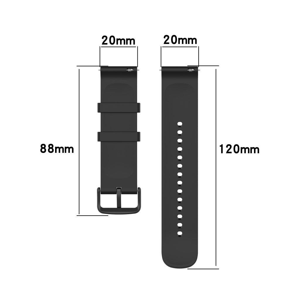 Bracelet en silicone pour Universal 20mm, noir