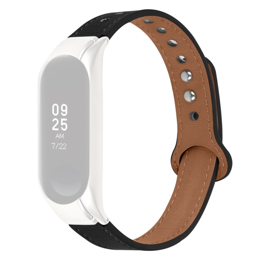 Bracelet en cuir Classique Xiaomi Mi Band 5/6, noir