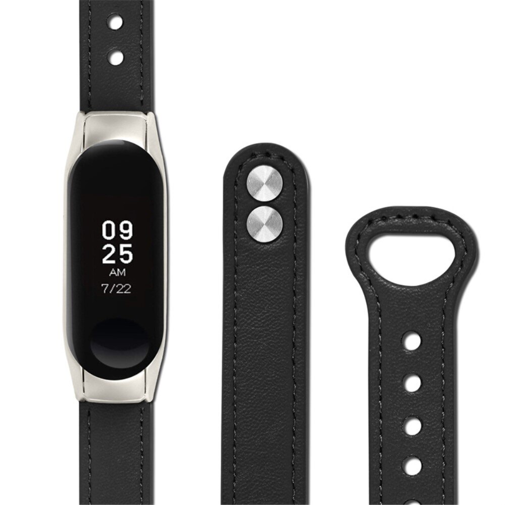 Bracelet en cuir Classique Xiaomi Mi Band 5/6, noir