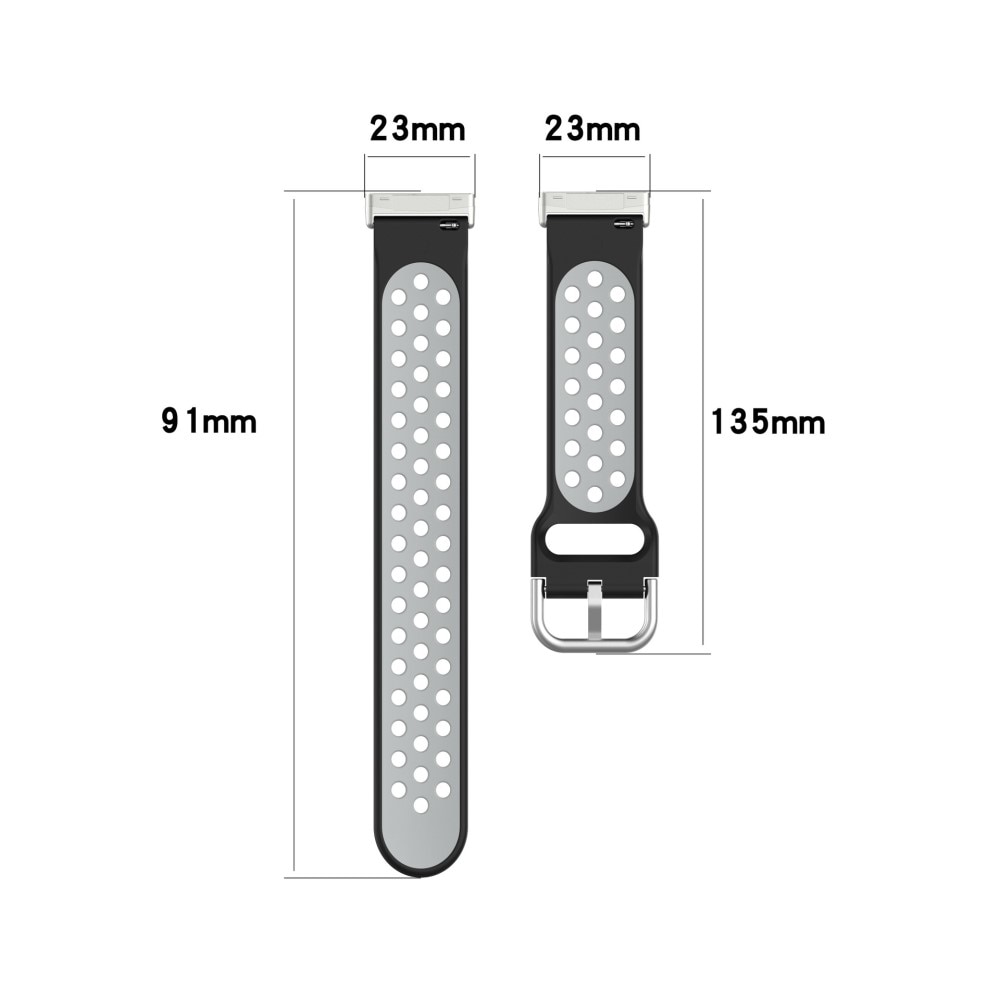 Bracelet en silicone pour Fitbit Sense/Sense 2, Noir