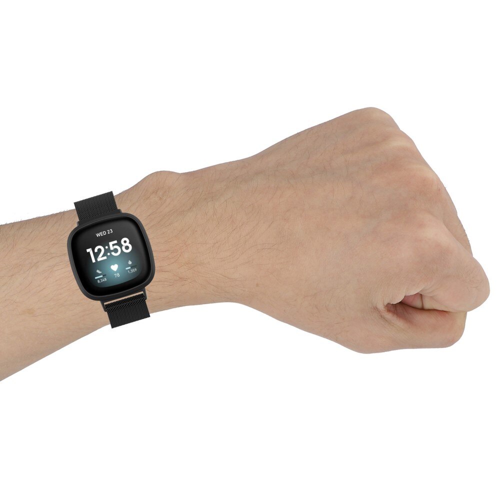 Bracelet milanais pour Fitbit Sense/Versa 3, Noir