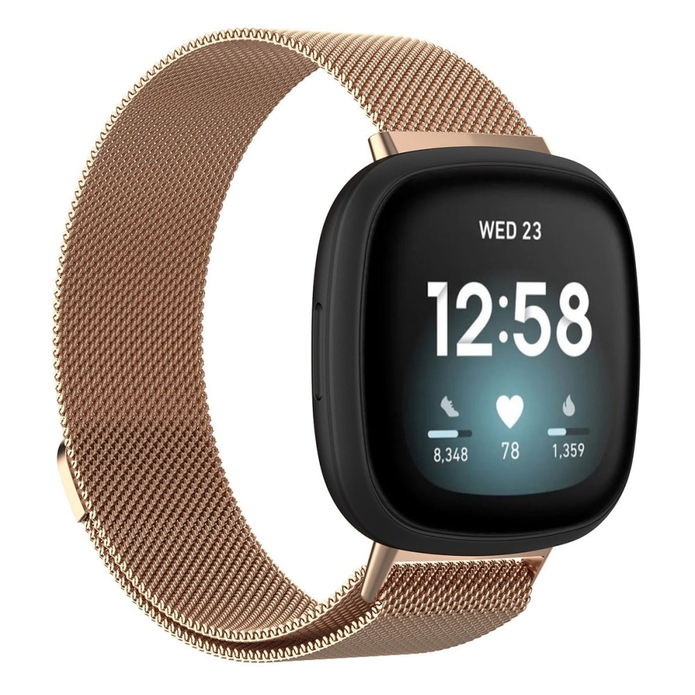 Bracelet milanais pour Fitbit Versa 3/Sense, or rose