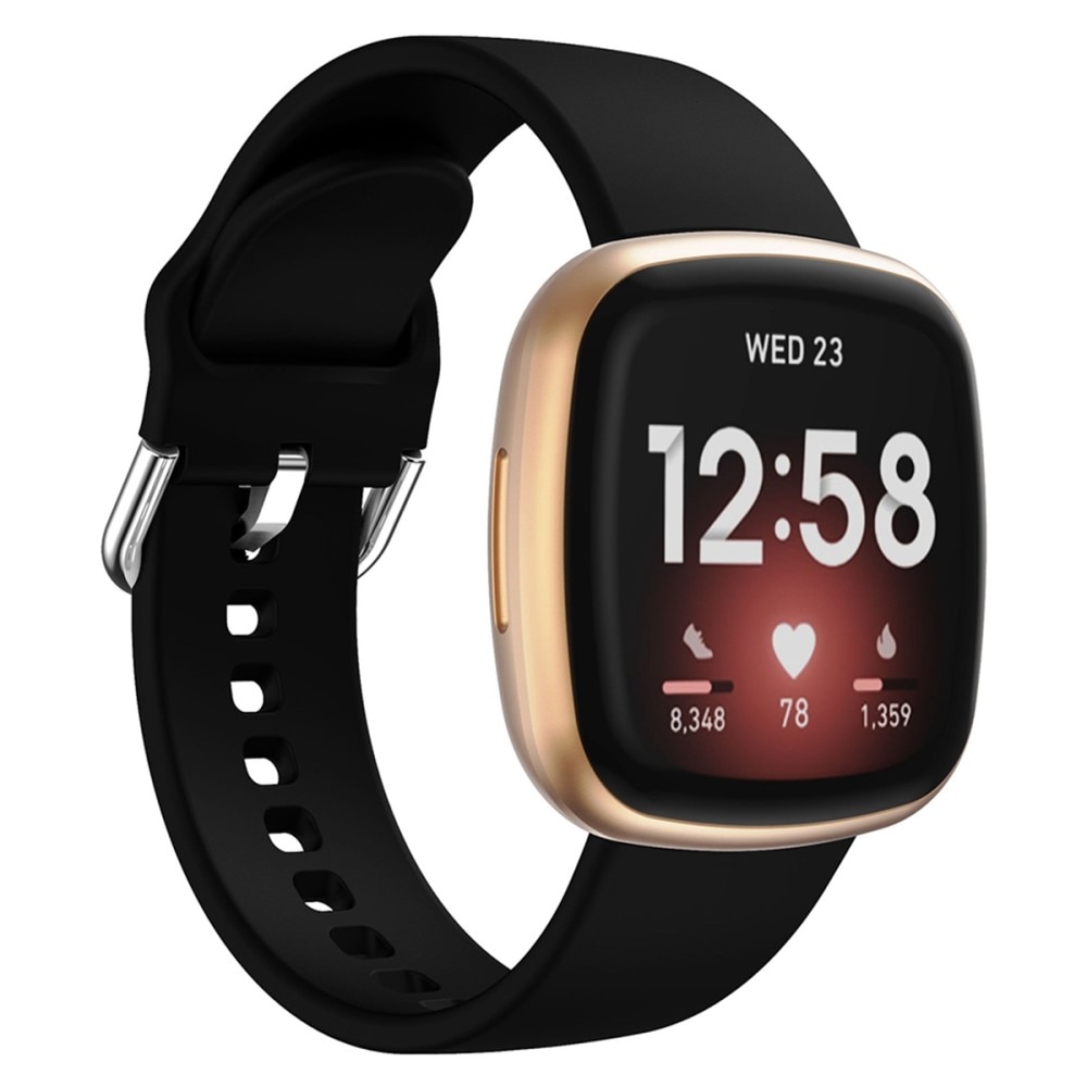 Bracelet en silicone pour Fitbit Versa 4, Noir