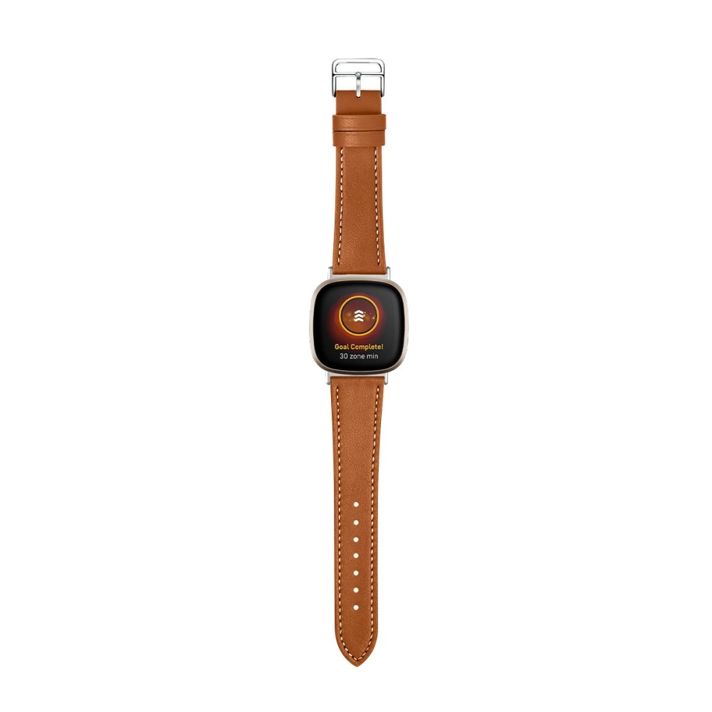 Bracelet en cuir Fitbit Sense 2, Marron