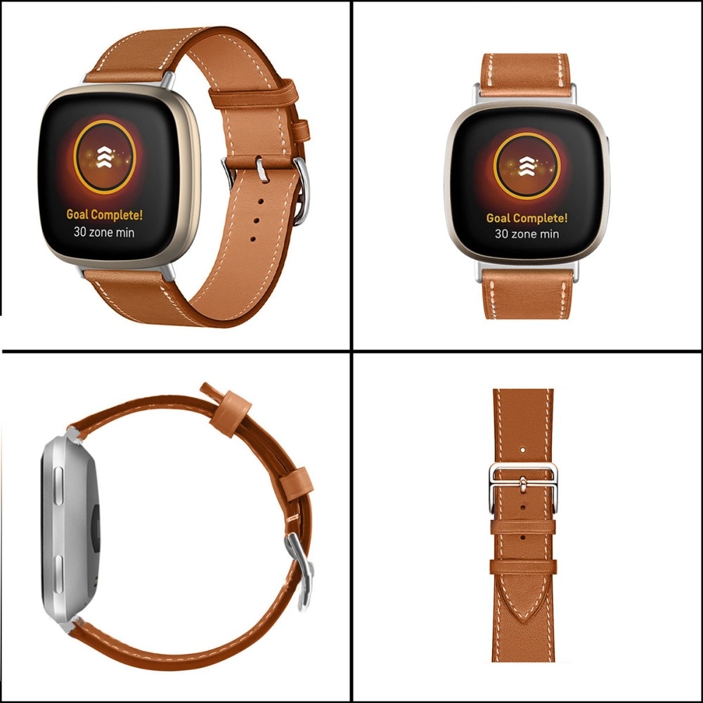 Bracelet en cuir Fitbit Versa 4 Marron