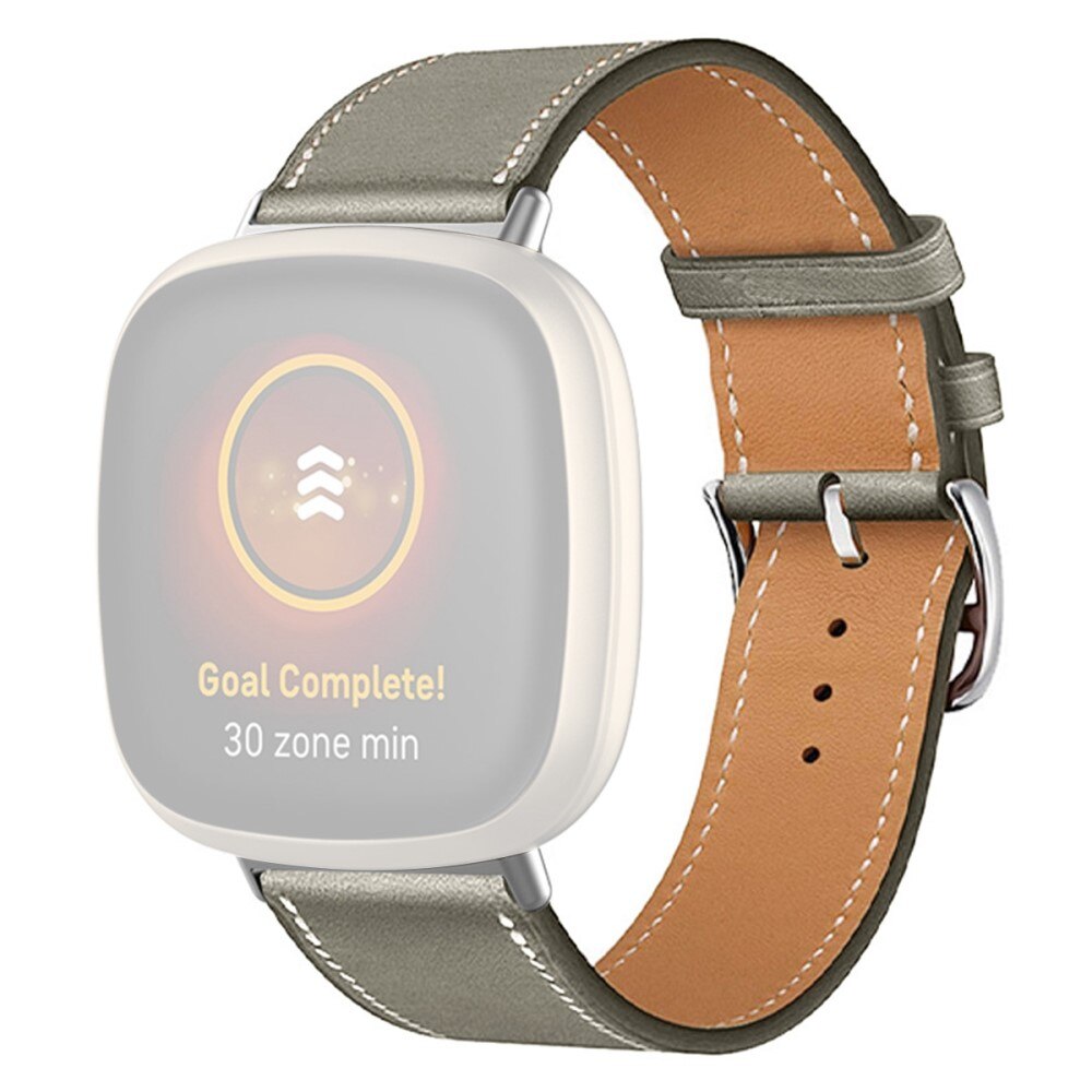 Bracelet en cuir Fitbit Versa 4, Gris