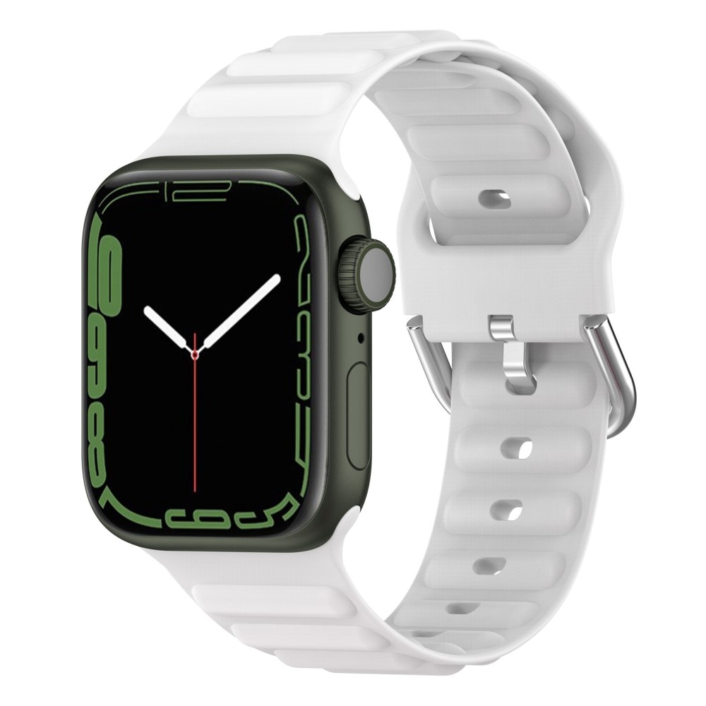 Bracele en silicone Résistant Apple Watch 45mm Series 7, blanc