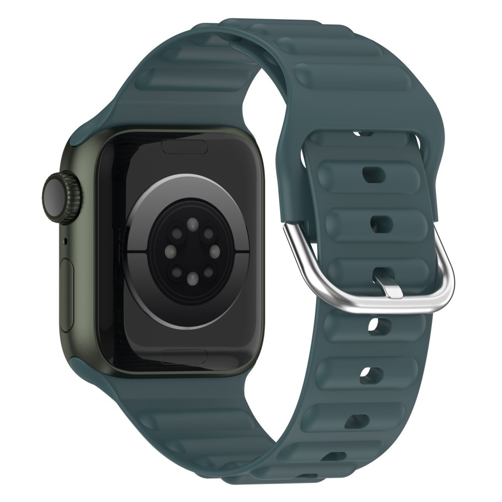 Bracele en silicone Résistant Apple Watch 45mm Series 7, vert foncé