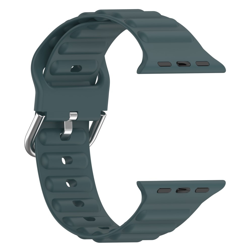 Bracele en silicone Résistant Apple Watch 45mm Series 7, vert foncé