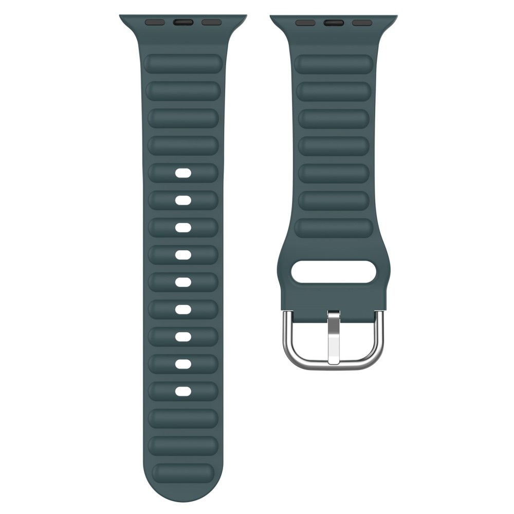 Bracele en silicone Résistant Apple Watch 45mm Series 7, vert foncé