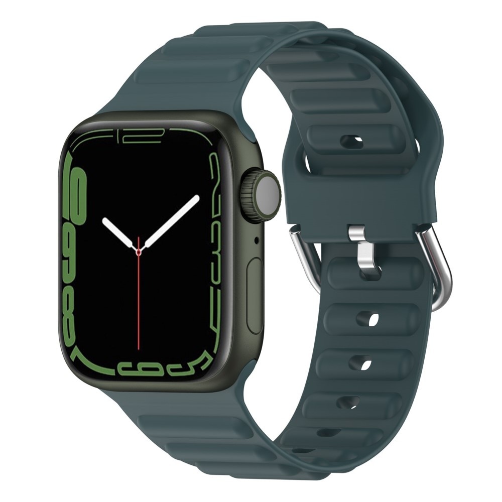 Bracele en silicone Résistant Apple Watch 45mm Series 7, vert foncé