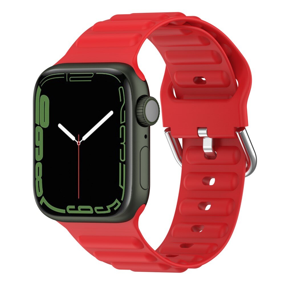 Bracele en silicone Résistant Apple Watch 45mm Series 7 rouge