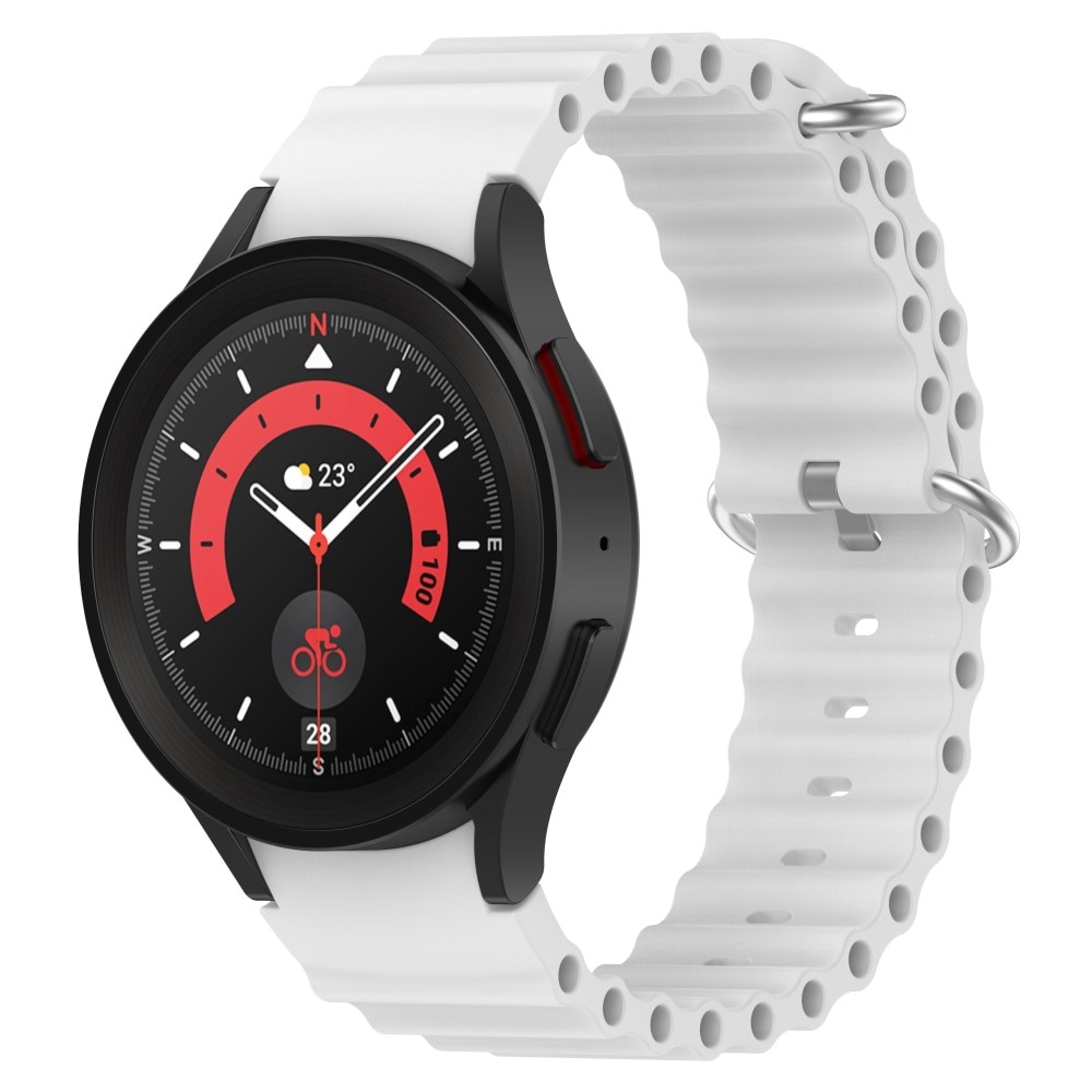 Full Fit Bracele en silicone Résistant Samsung Galaxy Watch 4 Classic 46mm, blanc