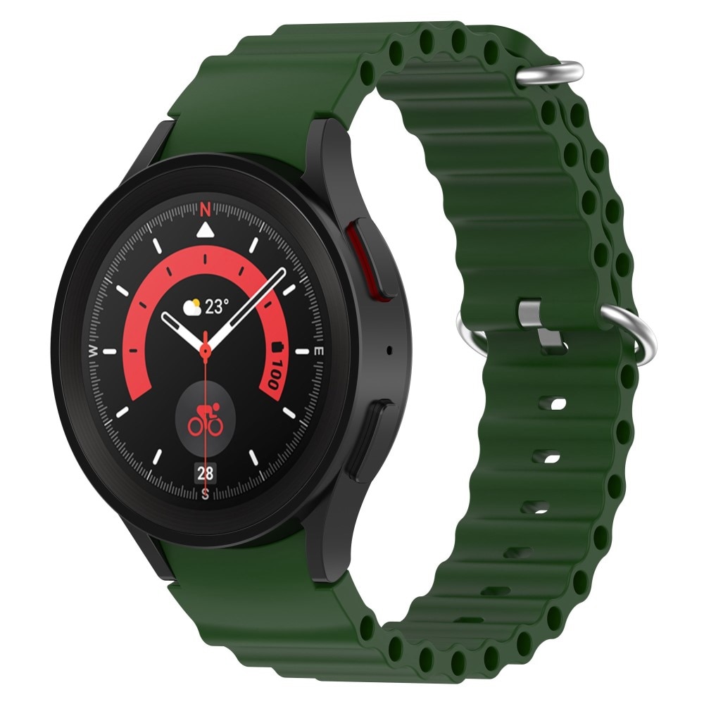 Full Fit Bracele en silicone Résistant Samsung Galaxy Watch 5 44mm, vert foncé