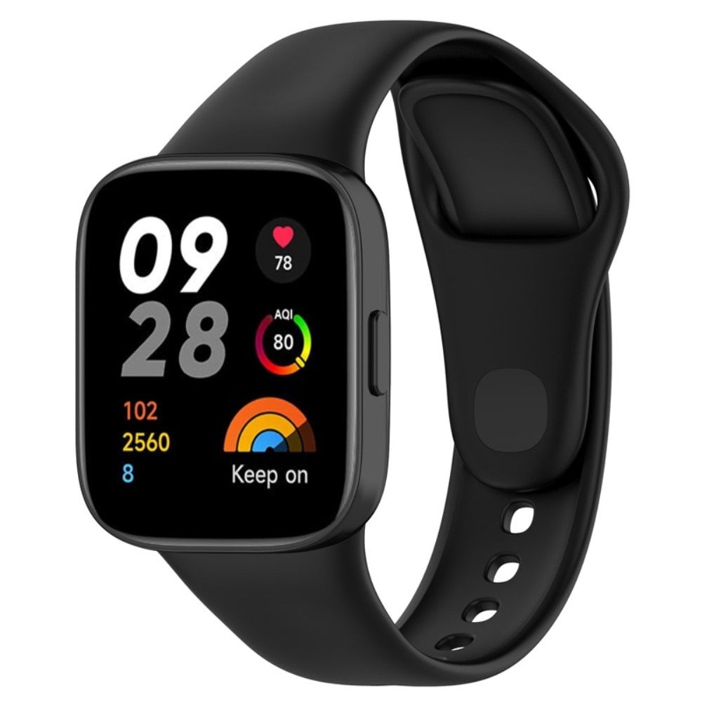 Bracelet en silicone pour Xiaomi Redmi Watch 3, Noir