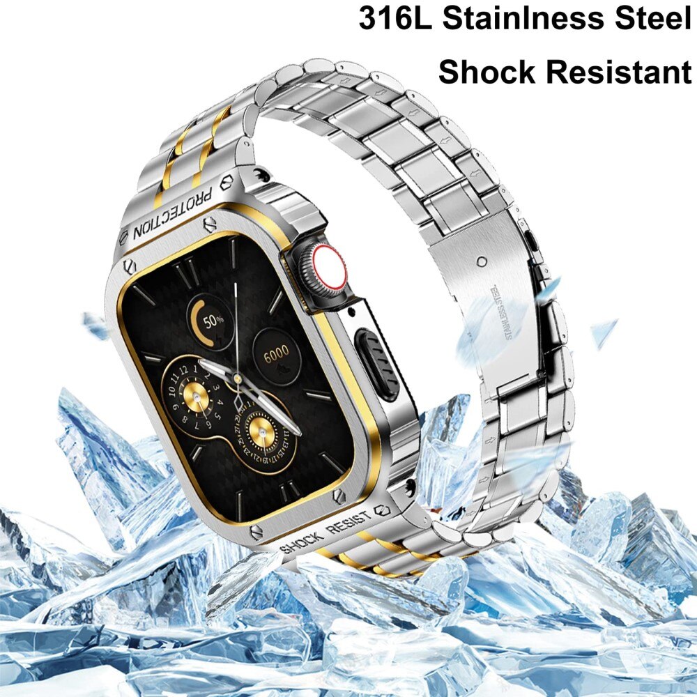 Bracelet Full Metal Apple Watch 44mm, argent/or