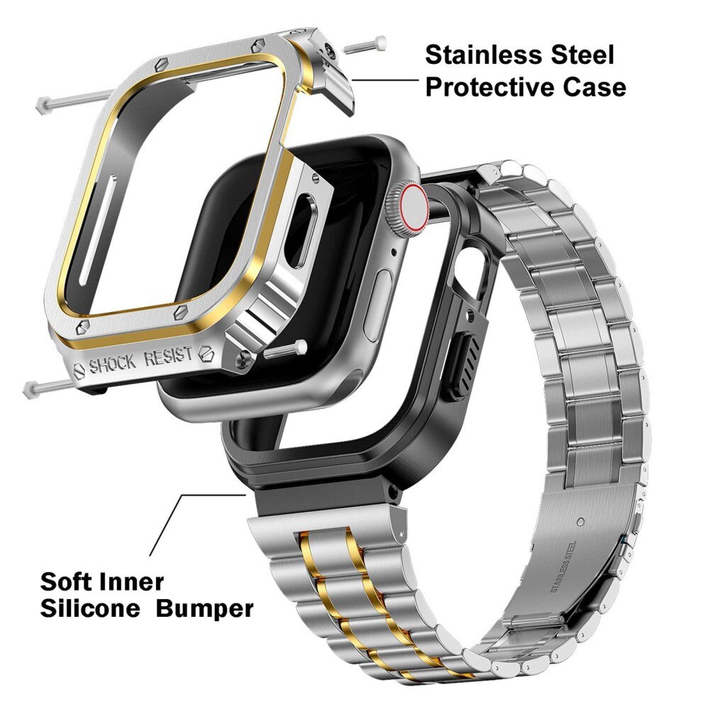 Bracelet Full Metal Apple Watch 44mm, argent/or