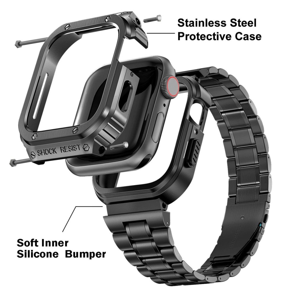 Bracelet Full Metal Apple Watch SE 44mm, noir