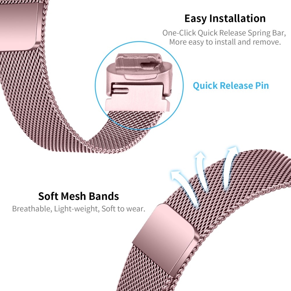 Bracelet milanais pour Fitbit Inspire 3, rose doré