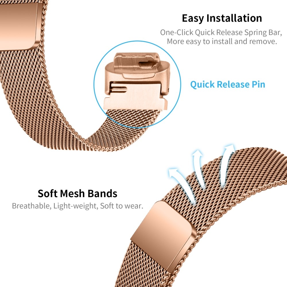 Bracelet milanais pour Fitbit Inspire 3, Or rose