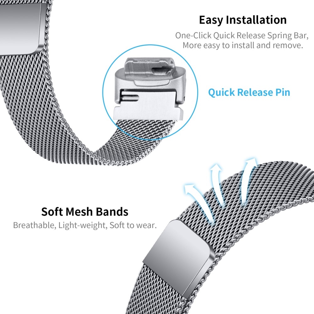 Bracelet milanais pour Fitbit Inspire 3, argent