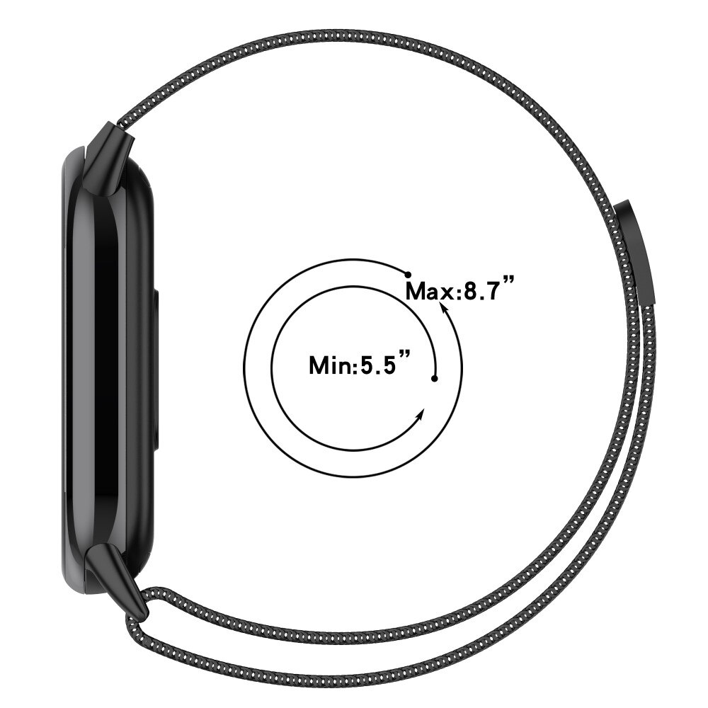 Bracelet milanais pour Xiaomi Smart Band 8, Noir