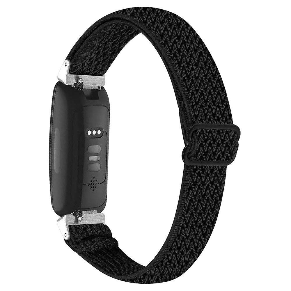 Bracelet tissé élastique en nylon pour Fitbit Inspire 3, noir
