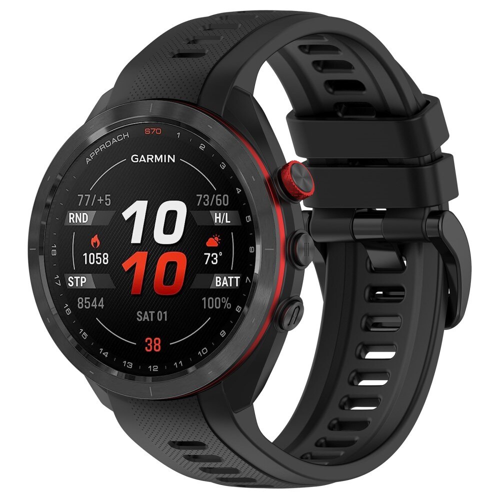 Bracelet en silicone pour Garmin Approach S70 42mm, Noir