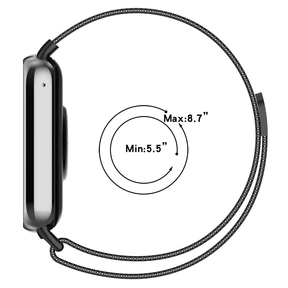Bracelet milanais pour Xiaomi Smart Band 8 Pro, Noir