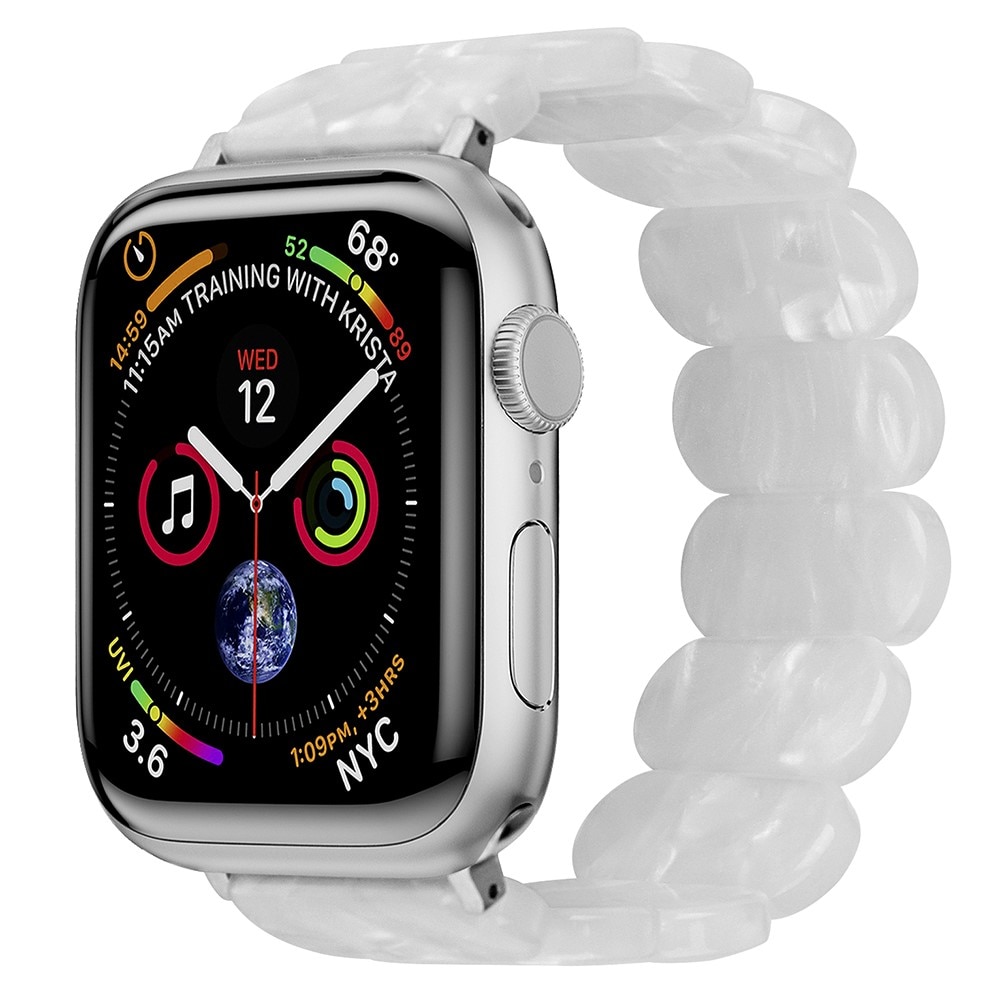 Bracelet en résine élastique Apple Watch 45mm Series 8, blanc perle
