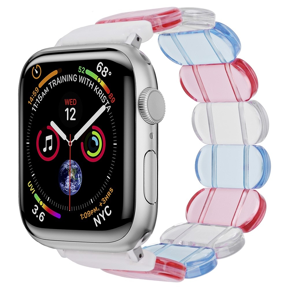 Bracelet en résine élastique Apple Watch Series 10 42mm, bleu/rose