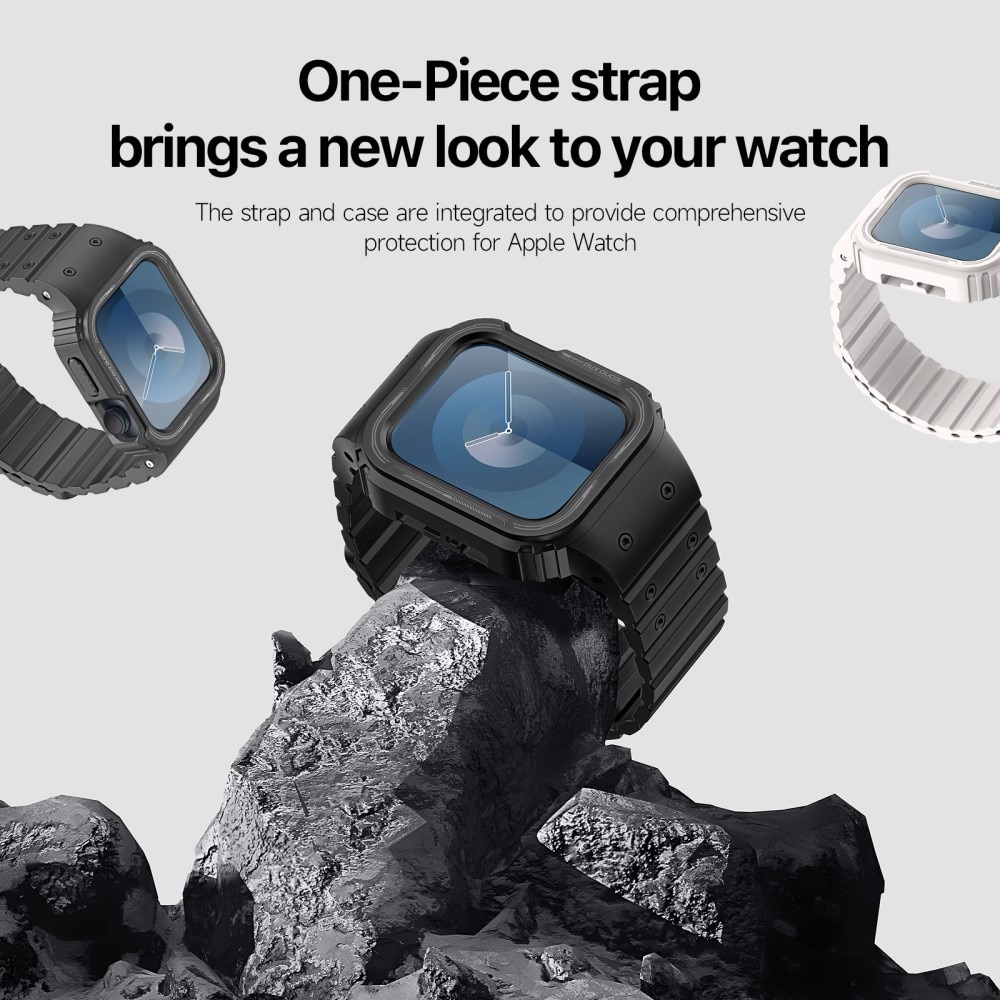 OA Series Bracelet en silicone avec coque Apple Watch 44mm, noir