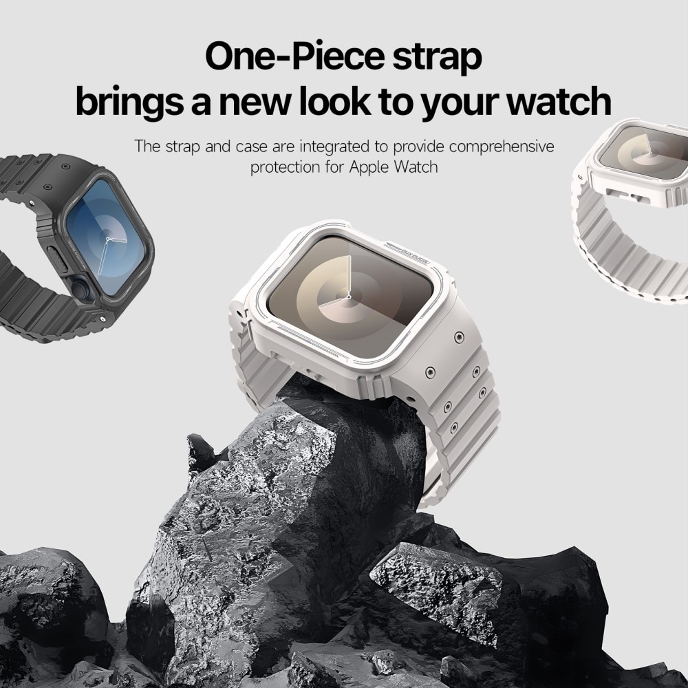 OA Series Bracelet en silicone avec coque Apple Watch 45mm Series 9, blanc