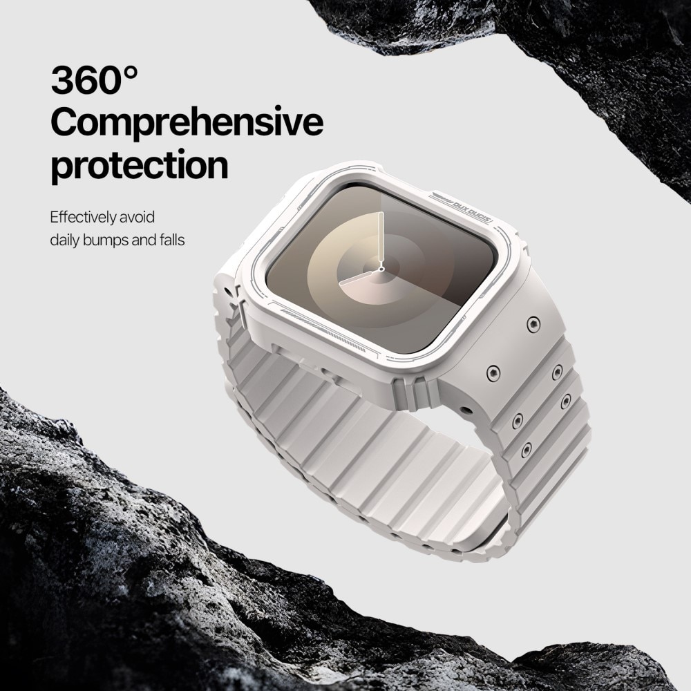 OA Series Bracelet en silicone avec coque Apple Watch 45mm Series 9, blanc