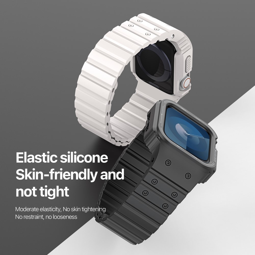 OA Series Bracelet en silicone avec coque Apple Watch 44mm, blanc