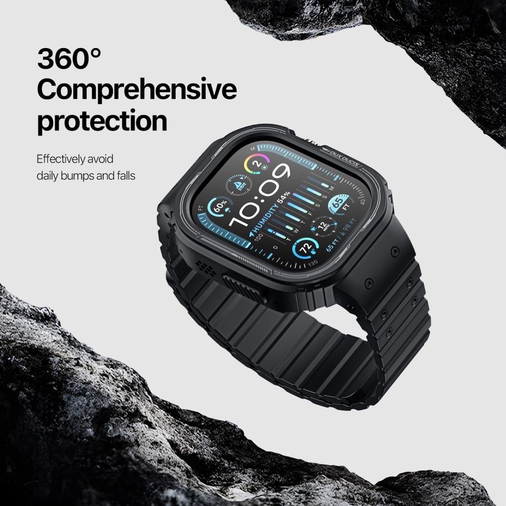 OA Series Bracelet en silicone avec coque Apple Watch Ultra 49mm, noir