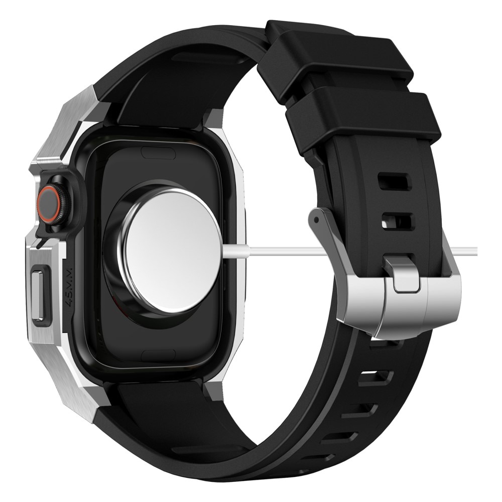 Bracelet avec coque en acier inoxydable Apple Watch 44mm, argent/noir