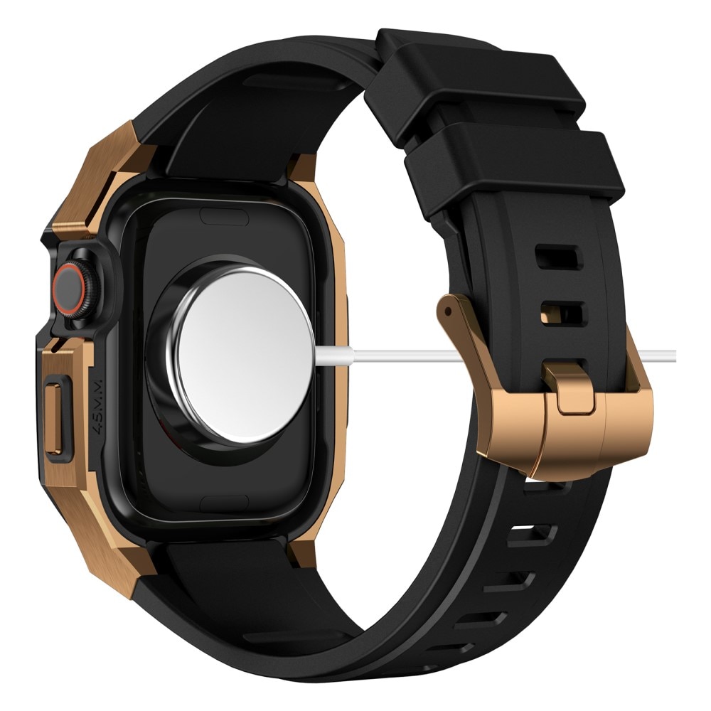 Bracelet avec coque en acier inoxydable Apple Watch 45mm Series 7, noir/or