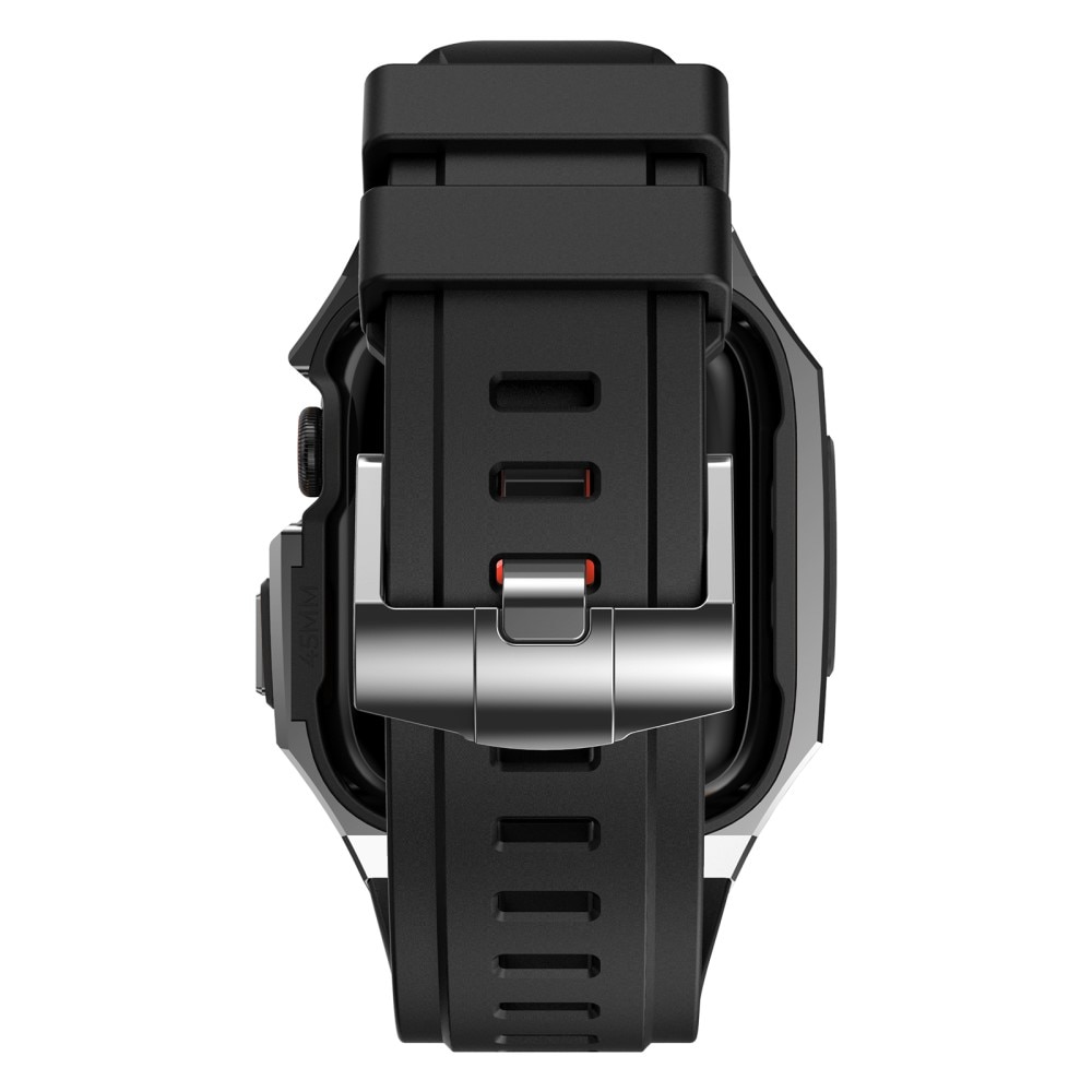 Bracelet avec coque en acier inoxydable Apple Watch 45mm Series 9, argent/noir