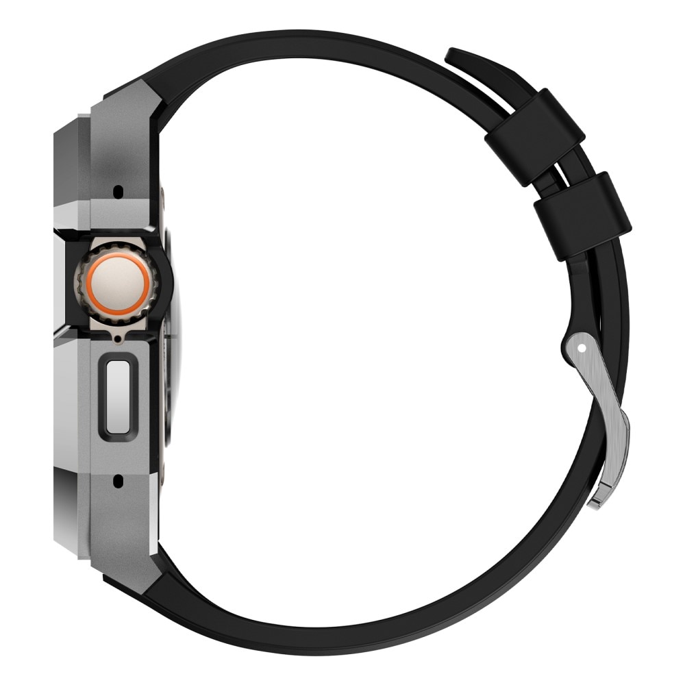 Bracelet avec coque en acier inoxydable Apple Watch Ultra 49mm, argent/noir