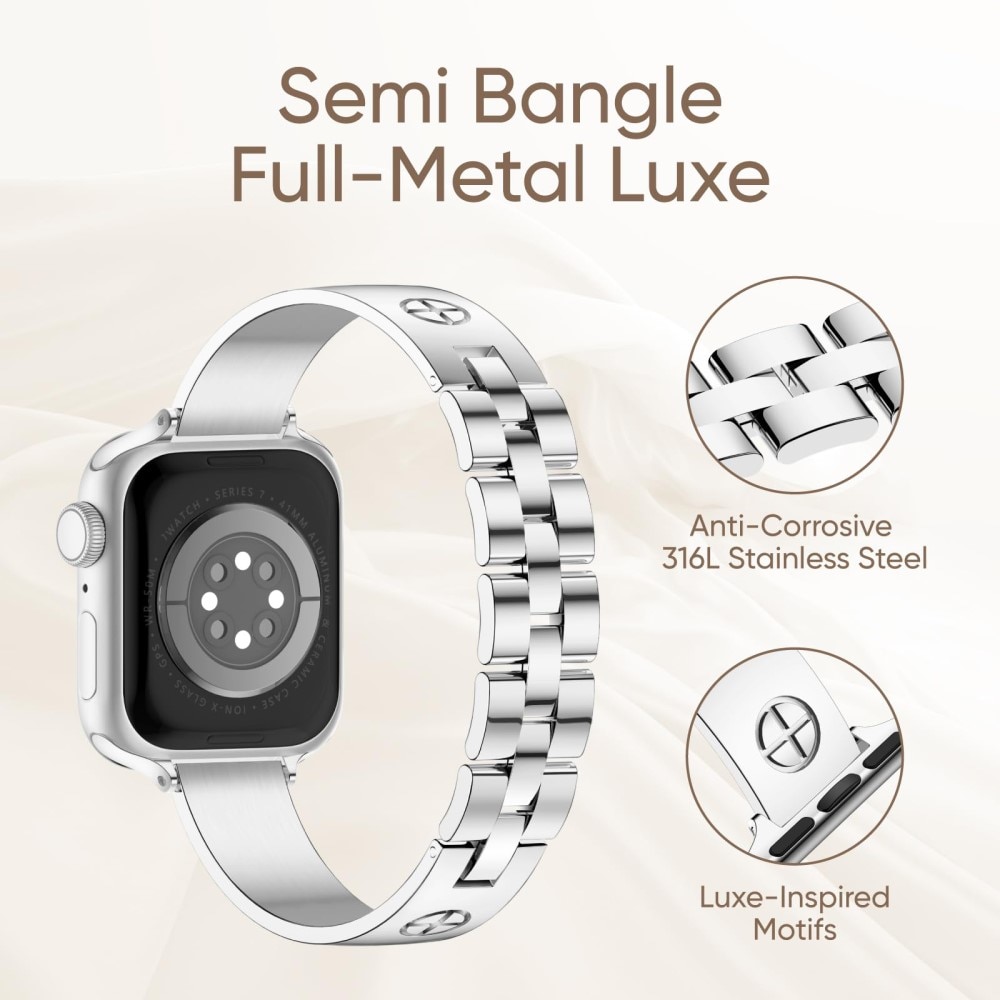 Bracelet Bangle Cross Apple Watch 41mm Series 8, noir